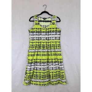 Concepts New York Womens Lime Green Black Sleeveless A-Line Dress size M